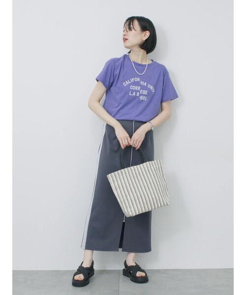 Samansa Mos2 blue(サマンサモスモスブルー)の「サイドラメラインスカート(スカート・レディース・シルバーグレー/チャコールグレー/ブラック・F)」の10枚目の写真