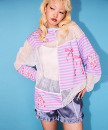 HEARTFUL FRIENDS PATCH WORK トップス