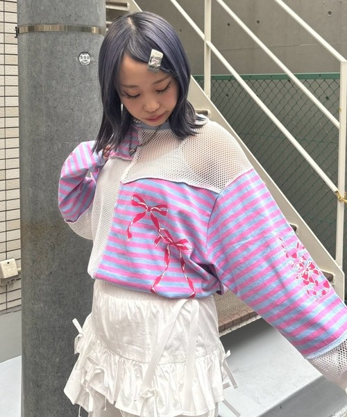 Candy Stripper（キャンディストリッパー）の「HEARTFUL FRIENDS PATCH WORK トップス（Tシャツ/カットソー・レディース・ピンク系その他/オフホワイト/ライトイエロー・FREE）」の22枚目の写真