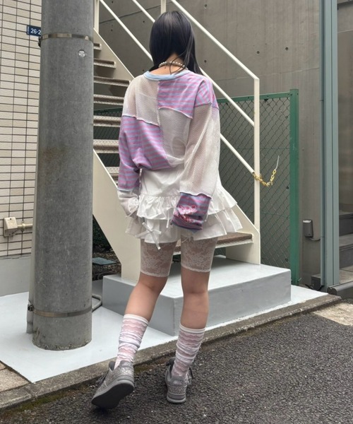 Candy Stripper（キャンディストリッパー）の「HEARTFUL FRIENDS PATCH WORK トップス（Tシャツ/カットソー・レディース・ピンク系その他/オフホワイト/ライトイエロー・FREE）」の5枚目の写真