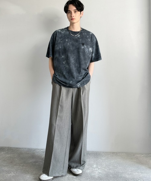 Classical Origin(クラシカルオリジン)の「【Classical Origin】「視線を独り占め。」タイダイ染め刺繍入りオーバーサイズTシャツ/Tie-Dye Embroidered Oversize T-Shirt(Tシャツ/カットソー・メンズ・ネイビー/オフホワイト/ブラック・LARGE/SMALL/MEDIUM)」の9枚目の写真