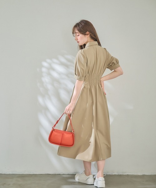 12Twelve Agenda（トゥエルブ　アジェンダ）の「ウエストピンタックシャツワンピース（ワンピース・レディース・ネイビー/ベージュ/グリーン・M）」の10枚目の写真