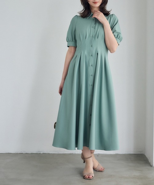 12Twelve Agenda（トゥエルブ　アジェンダ）の「ウエストピンタックシャツワンピース（ワンピース・レディース・ネイビー/ベージュ/グリーン・M）」の13枚目の写真