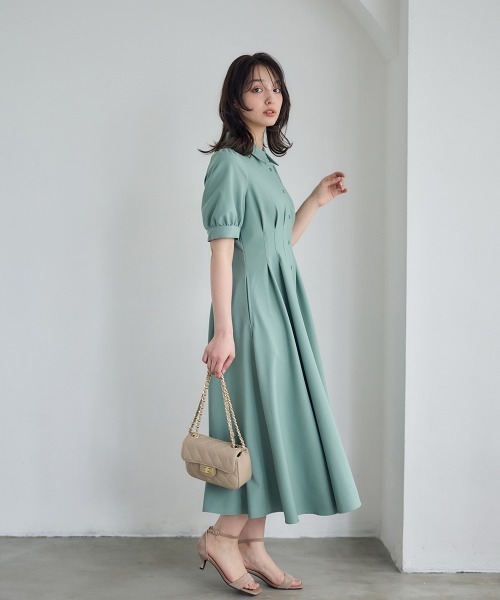 12Twelve Agenda（トゥエルブ　アジェンダ）の「ウエストピンタックシャツワンピース（ワンピース・レディース・ネイビー/ベージュ/グリーン・M）」の16枚目の写真