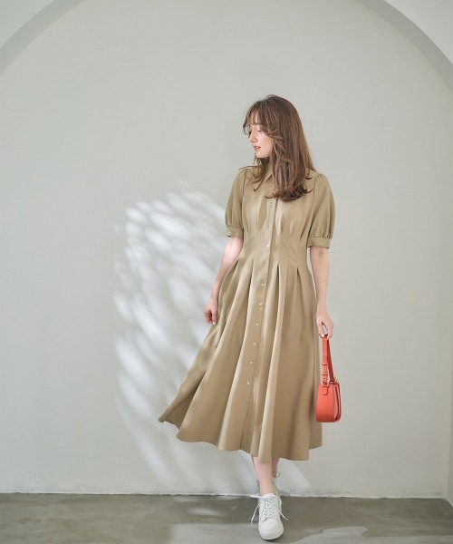 12Twelve Agenda（トゥエルブ　アジェンダ）の「ウエストピンタックシャツワンピース（ワンピース・レディース・ネイビー/ベージュ/グリーン・M）」の11枚目の写真