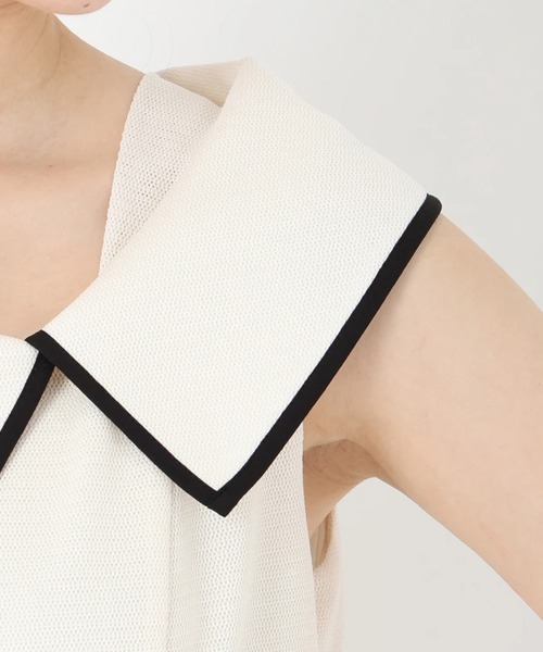 STRAWBERRY-FIELDS（ストロベリーフィールズ）の「アシンメトリーカラーワンピース（ワンピース・レディース・ブラック/キナリ・2）」の9枚目の写真