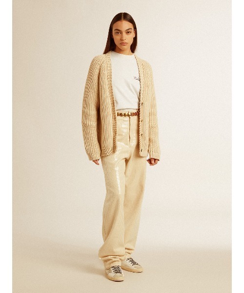 GOLDEN GOOSE（ゴールデングース）の「Tシャツ レディース（ユーズドホワイト） チェストロゴ（Tシャツ/カットソー・レディース・ホワイト系その他・S/M）」の3枚目の写真
