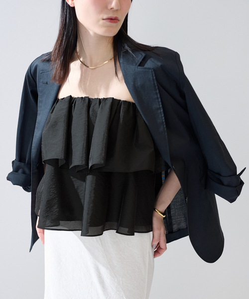 セール】ベアトップギャザーブラウス（チューブトップ）｜VERMEIL par