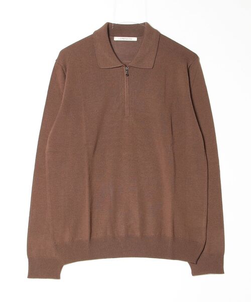BEAMS F(ビームスエフ)の「【別注】LORENZONI / ハーフジップ ウール ニットポロ(ニット/セーター・メンズ・ブラック/パープル/グレー系その他/ライトブラウン・44/50/48/46/52)」の4枚目の写真