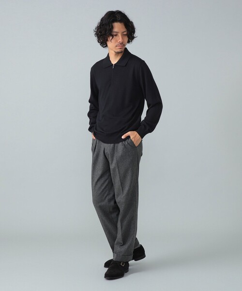 BEAMS F（ビームスエフ）の「【別注】LORENZONI / ハーフジップ ウール ニットポロ（ニット/セーター・メンズ・ブラック/パープル・44/50/48/46）」の3枚目の写真