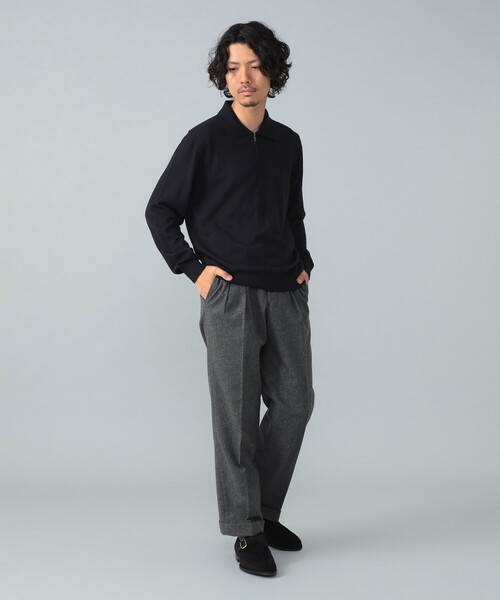 BEAMS F（ビームスエフ）の「【別注】LORENZONI / ハーフジップ ウール ニットポロ（ニット/セーター・メンズ・ブラック/パープル・44/50/48/46）」の5枚目の写真