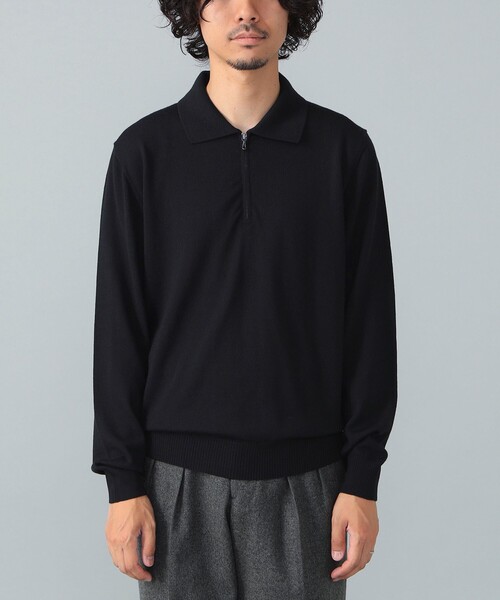 BEAMS F（ビームスエフ）の「【別注】LORENZONI / ハーフジップ ウール ニットポロ（ニット/セーター・メンズ・ブラック/パープル・44/50/48/46）」の8枚目の写真