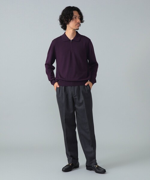BEAMS F（ビームスエフ）の「【別注】LORENZONI / ハーフジップ ウール ニットポロ（ニット/セーター・メンズ・ブラック/パープル・44/50/48/46）」の14枚目の写真