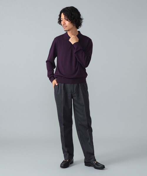 BEAMS F（ビームスエフ）の「【別注】LORENZONI / ハーフジップ ウール ニットポロ（ニット/セーター・メンズ・ブラック/パープル・44/50/48/46）」の15枚目の写真