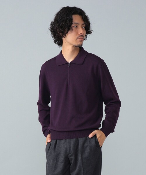 BEAMS F（ビームスエフ）の「【別注】LORENZONI / ハーフジップ ウール ニットポロ（ニット/セーター・メンズ・ブラック/パープル・44/50/48/46）」の17枚目の写真