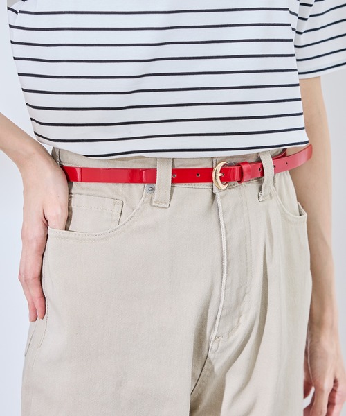 ROPE' PICNIC(ロペピクニック)の「16mmカーブラウンドバックルベルト(ベルト・レディース・ベージュ/レッド/ブラック系その他・FREE)」の1枚目の写真
