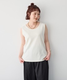 【anyfee/大きいサイズ】着てサラポンチ素材なめらかタッチ機能性タンクトップ《接触冷感・吸水速乾・機能性》