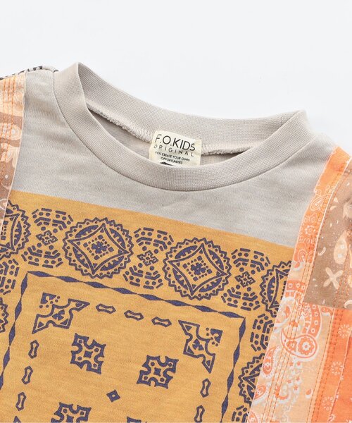 セール】【ジュニア対応】バンダナパッチワーク半袖Tシャツ（T