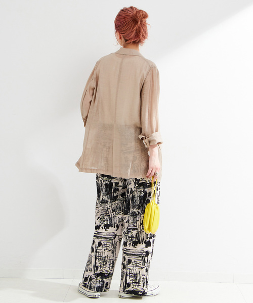 B.C STOCK（ベーセーストック）の「手洗い可 / アートプリントバックゴムトラウザー（その他パンツ・レディース・ブルー系その他/グリーン/ブラック・FREE）」の7枚目の写真