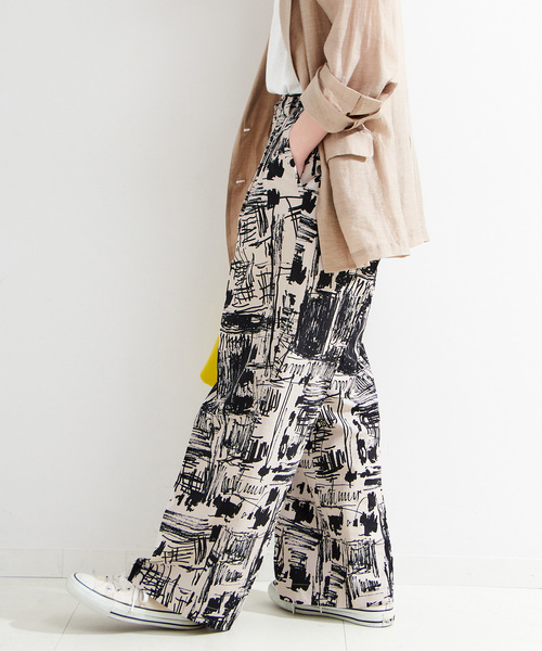 B.C STOCK（ベーセーストック）の「手洗い可 / アートプリントバックゴムトラウザー（その他パンツ・レディース・ブルー系その他/グリーン/ブラック・FREE）」の10枚目の写真