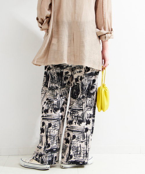 B.C STOCK（ベーセーストック）の「手洗い可 / アートプリントバックゴムトラウザー（その他パンツ・レディース・ブルー系その他/グリーン/ブラック・FREE）」の11枚目の写真