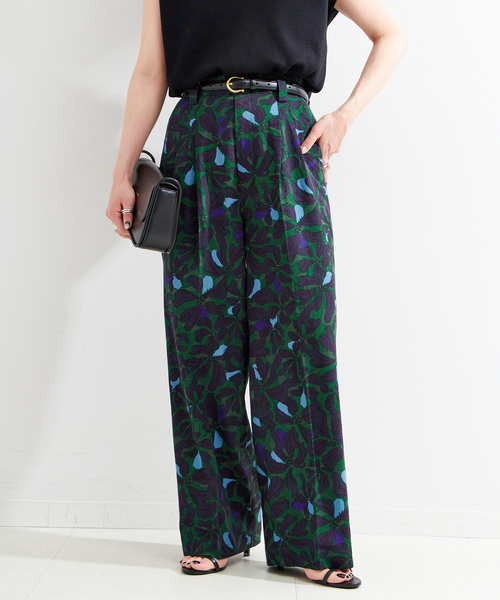 新品【ベーセーストック】アートプリント ワイドパンツ　バックゴム 手洗い可 手洗い可 / アートプリントバックゴムトラウザー（その他パンツ