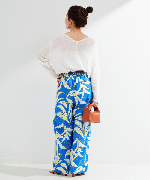 B.C STOCK（ベーセーストック）の「手洗い可 / アートプリントバックゴムトラウザー（その他パンツ・レディース・ブルー系その他/グリーン/ブラック・FREE）」の21枚目の写真