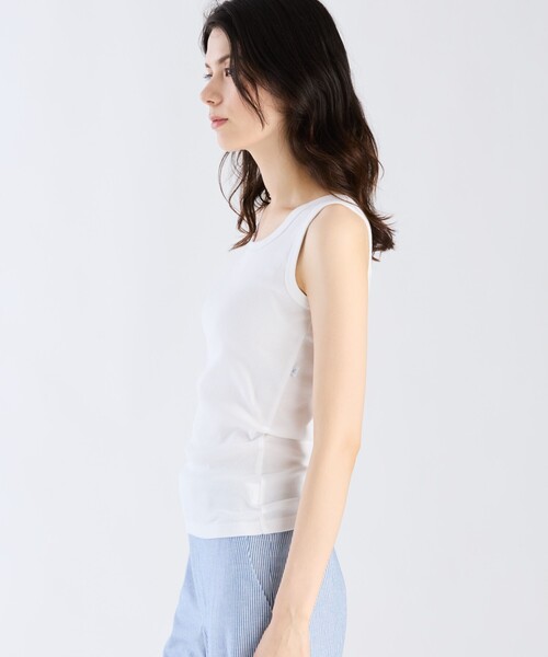 agnes b.(アニエスベー)の「コットン タンクトップ(Tシャツ/カットソー・レディース・ホワイト・1/2/3)」の3枚目の写真
