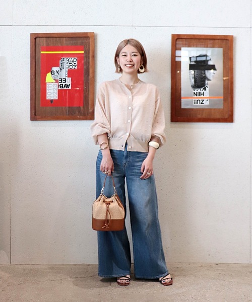 Jines(ジネス)の「シアードットカーディガン(カーディガン/ボレロ・レディース・ベージュ/ネイビー/アイボリー/ラベンダー・38)」の16枚目の写真