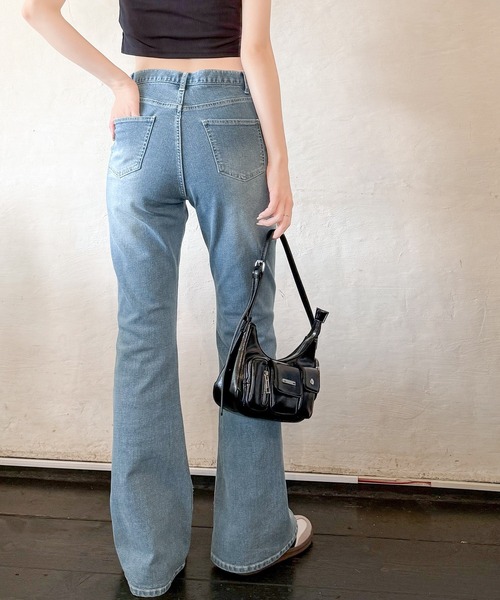 mily bilet（ミウィビレット）の「【mily bilet】脚、盛れすぎ注意！ポケットデザインストレッチフレアデニム（デニムパンツ・レディース・インディゴブルー/ブラック/ブルー・MEDIUM/SMALL/X-LARGE/LARGE）」の13枚目の写真