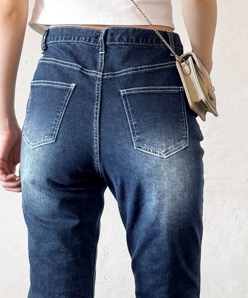 mily bilet（ミウィビレット）の「【mily bilet】脚、盛れすぎ注意！ポケットデザインストレッチフレアデニム（デニムパンツ・レディース・インディゴブルー/ブラック/ブルー・MEDIUM/SMALL/X-LARGE/LARGE）」の15枚目の写真