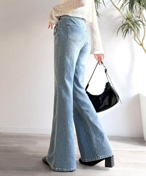 mily bilet（ミウィビレット）の「【mily bilet】脚、盛れすぎ注意！ポケットデザインストレッチフレアデニム（デニムパンツ・レディース・インディゴブルー/ブラック/ブルー・MEDIUM/SMALL/X-LARGE/LARGE）」の21枚目の写真