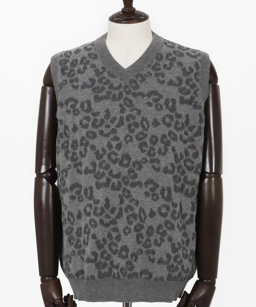 THEOREM（セオレム）の「mcg3647-Layer of Leopard VN Vest レオパードニットベスト（ベスト・メンズ・グレー/グリーン/ブラック・M/L/XL）」の9枚目の写真