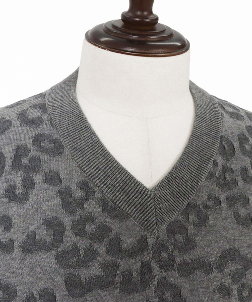 THEOREM（セオレム）の「mcg3647-Layer of Leopard VN Vest レオパードニットベスト（ベスト・メンズ・グレー/グリーン/ブラック・M/L/XL）」の7枚目の写真