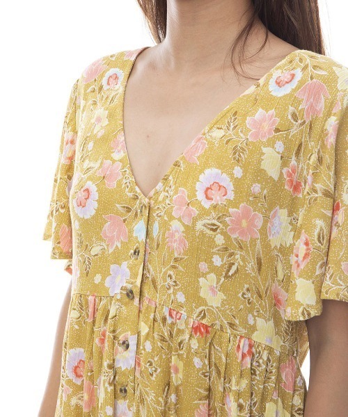 BILLABONG（ビラボン）の「【BILLABONG/ビラボン】24SS SPRING DAZE/レトロフラワー花柄とろみワンピース（ワンピース・レディース・イエロー系その他・SMALL）」の5枚目の写真