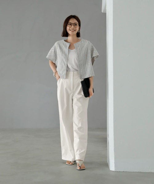 ［新品タグ付き］サラッと軽いサマーツイード半袖ジャケット STYLE DELI（スタイルデリ）の「サラッと軽いサマーツイード半袖