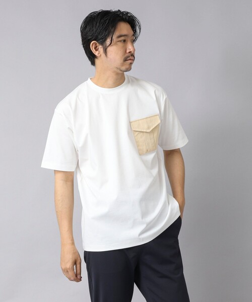 NOLLEY’S（ノーリーズ）の「【ACTIVE SECT】《限定展開》カーゴポケットTシャツ 25SS（Tシャツ/カットソー・メンズ・ホワイト/グレイッシュベージュ/ブラック/グレイッシュブルー・L/M/S）」の7枚目の写真