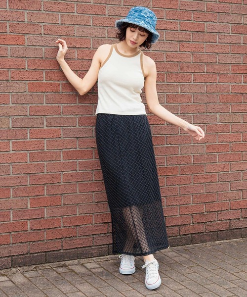 anap mimpi(アナップミンピ)の「メッシュ レース バック スリット ロング スカート(スカート・レディース・ブラック/オフホワイト・FREE)」の12枚目の写真