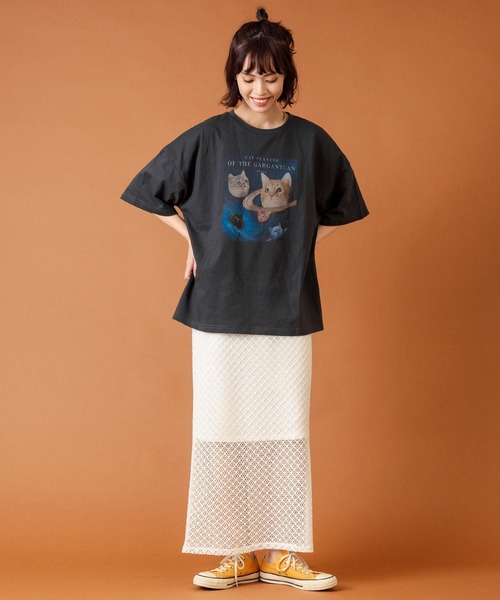 anap mimpi(アナップミンピ)の「メッシュ レース バック スリット ロング スカート(スカート・レディース・ブラック/オフホワイト・FREE)」の17枚目の写真
