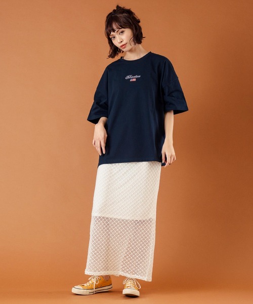 anap mimpi(アナップミンピ)の「メッシュ レース バック スリット ロング スカート(スカート・レディース・ブラック/オフホワイト・FREE)」の18枚目の写真