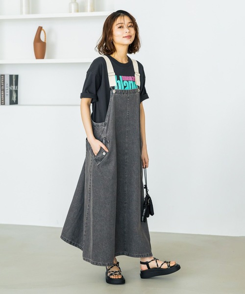 studio CLIP（スタディオクリップ）の「デニムジャンパースカート[プチサイズあり]《CLIP denim》（ワンピース・レディース・インディゴブルー/ブラック/カーキ・PF/FREE）」の8枚目の写真