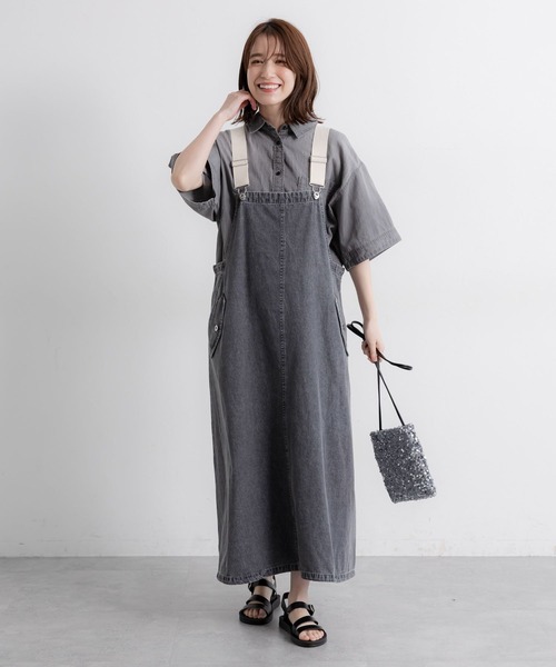 studio CLIP（スタディオクリップ）の「デニムジャンパースカート[プチサイズあり]《CLIP denim》（ワンピース・レディース・インディゴブルー/ブラック/カーキ・PF/FREE）」の9枚目の写真