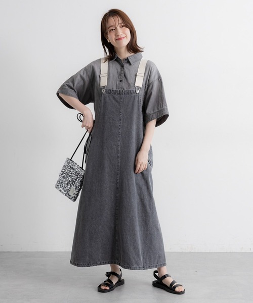 studio CLIP（スタディオクリップ）の「デニムジャンパースカート[プチサイズあり]《CLIP denim》（ワンピース・レディース・インディゴブルー/ブラック/カーキ・PF/FREE）」の11枚目の写真