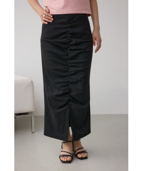 AZUL by moussy(アズールバイマウジー)の「ギャザーナロースカート(スカート・レディース・グレー/アイボリー/ブラック・SMALL/MEDIUM)」の1枚目の写真