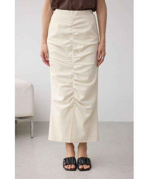 AZUL by moussy(アズールバイマウジー)の「ギャザーナロースカート(スカート・レディース・グレー/アイボリー/ブラック・SMALL/MEDIUM)」の12枚目の写真