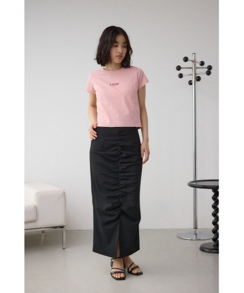 AZUL by moussy(アズールバイマウジー)の「ギャザーナロースカート(スカート・レディース・グレー/アイボリー/ブラック・SMALL/MEDIUM)」の20枚目の写真