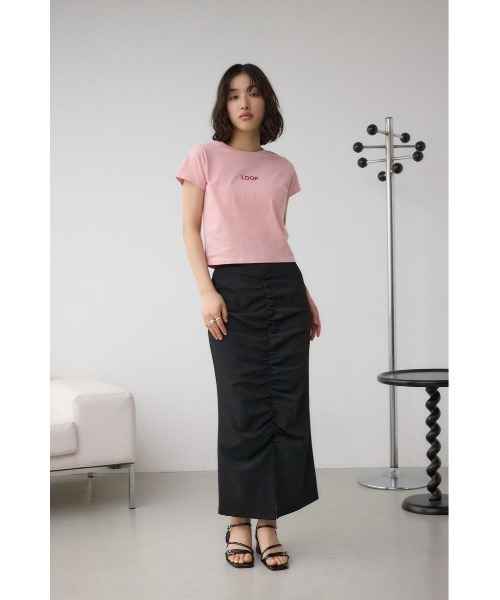 AZUL by moussy(アズールバイマウジー)の「ギャザーナロースカート(スカート・レディース・グレー/アイボリー/ブラック・SMALL/MEDIUM)」の21枚目の写真