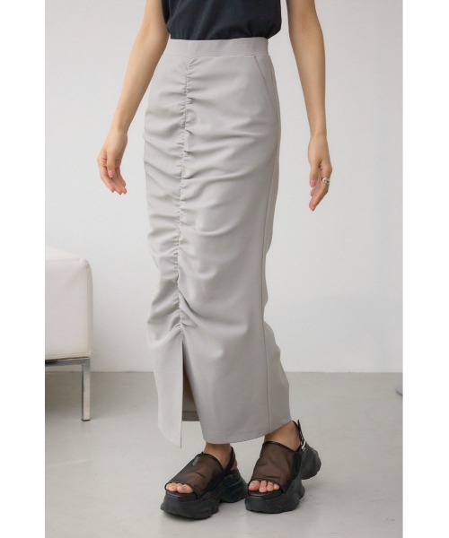 AZUL by moussy(アズールバイマウジー)の「ギャザーナロースカート(スカート・レディース・グレー/アイボリー/ブラック・SMALL/MEDIUM)」の5枚目の写真