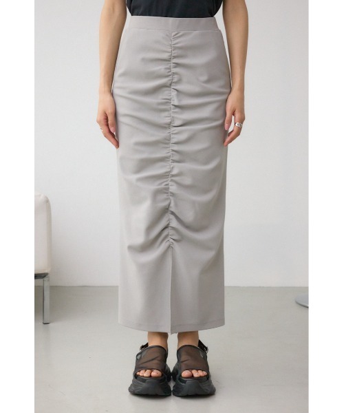 AZUL by moussy(アズールバイマウジー)の「ギャザーナロースカート(スカート・レディース・グレー/アイボリー/ブラック・SMALL/MEDIUM)」の8枚目の写真