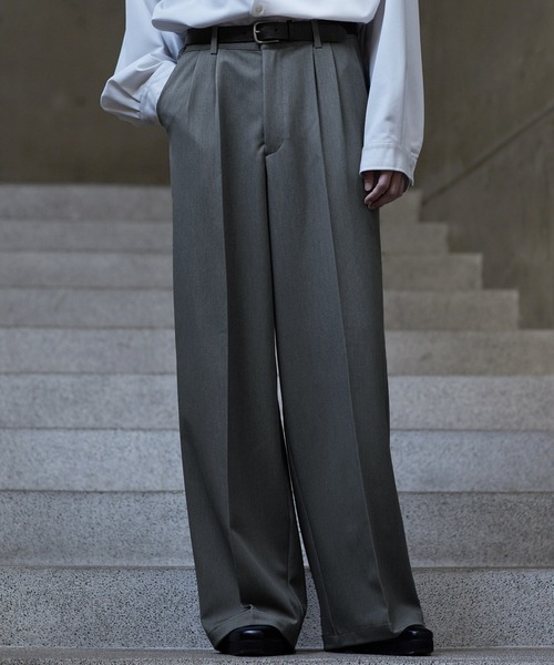 セール】【CLEL】Prime TR Semi-wide Tuck Slacks / プライムTR